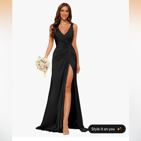 Dresses & Skirts - Elegant‎ Black Satin Bridesmaids Dress